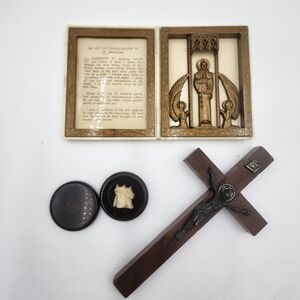Lot vintage Bakelite Jesus Catholic Cross Act Of Consecration To Saint Anthony